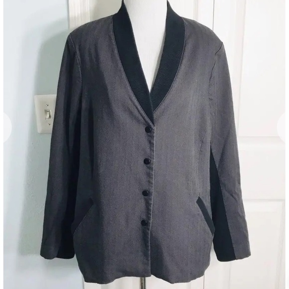 Lane Bryant Glamour Collection Gray and Blavk Herringbone Blazer size 18 - Picture 2 of 7